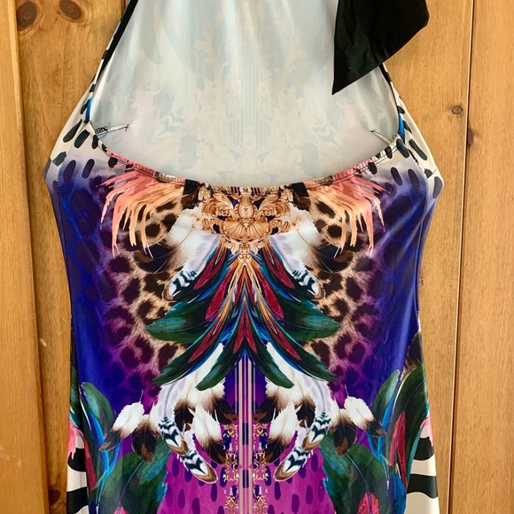 Venus halter maxi-dress with multicolor design and leopard print. - Picture 4 of 5